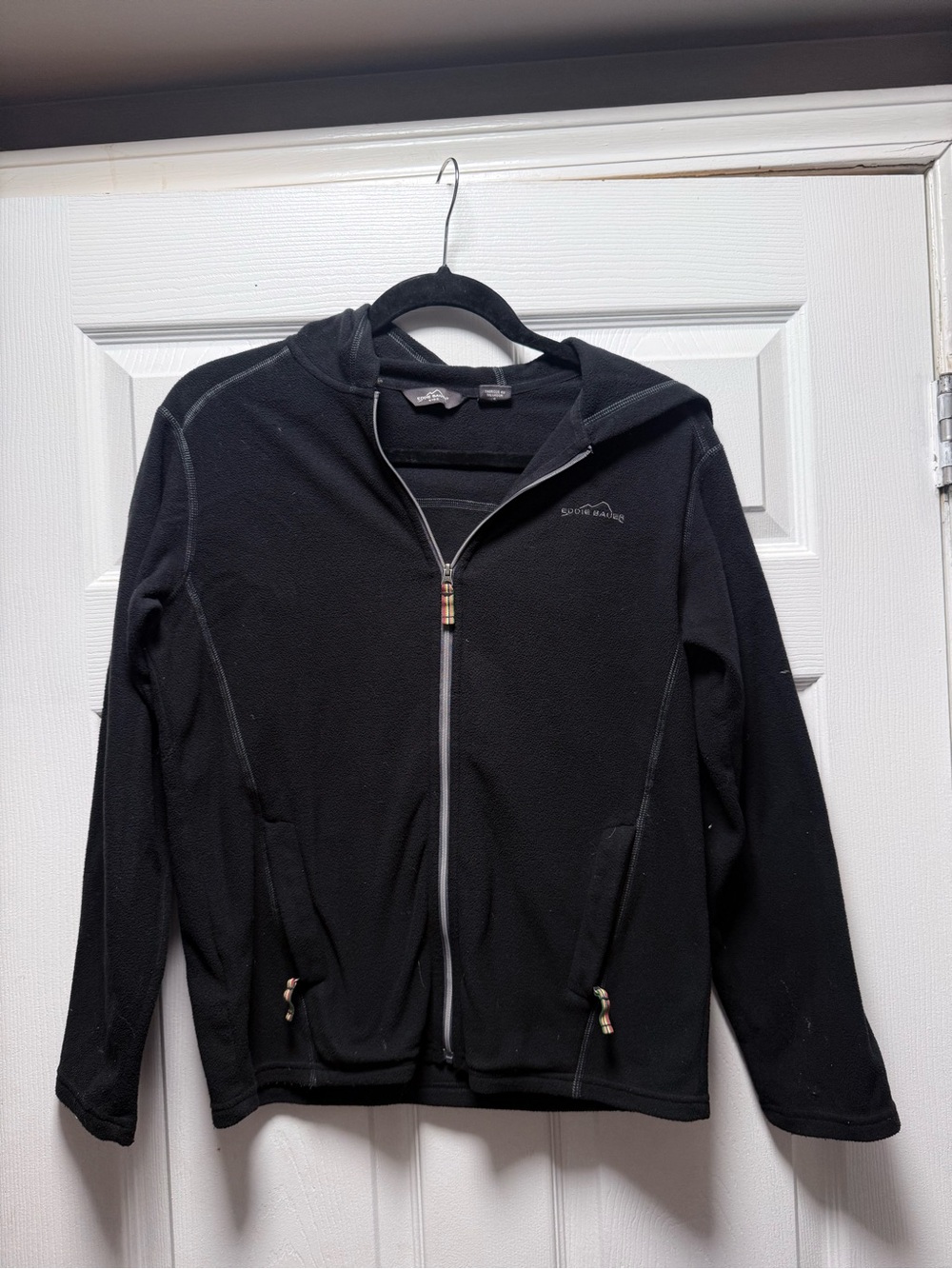 Eddie Bauer Boy’s Black Hooded Lightweight Fleece Jacket